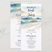 Aquarel Strandgolven Kust Huwelijksprogramma Programma (Voorkant / Achterkant)