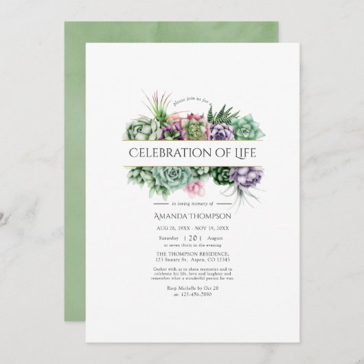 Aquarel Succulente Geometrische Viering van het Le Kaart (Voorkant / Achterkant)