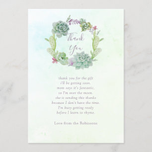 Aquarel Succulenten Baby Shower Bedankt