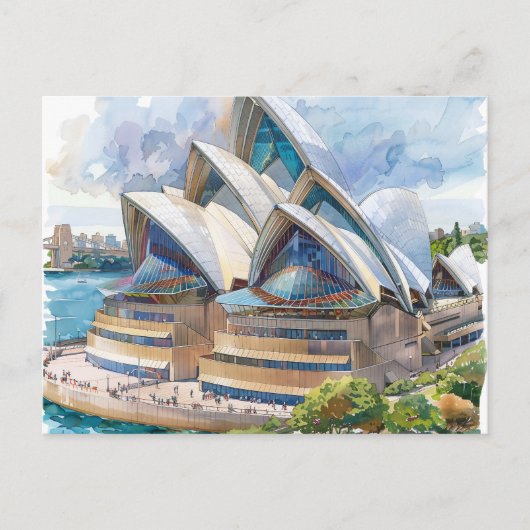 Aquarel Sydney Opera House Aussie Feestdagenkaart (Voorkant)