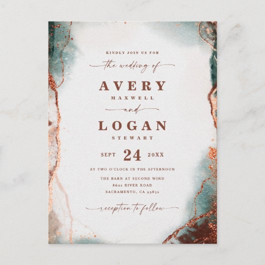 Aquarel Terracotta Trouw Uitnodiging (Voorkant)