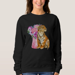 Aquarel Tijger Met Bloemen Zoogdieren voor Dier Trui