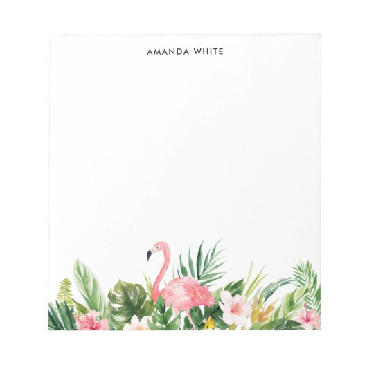 Aquarel Tropisch Blad Flamingo Aangepaste Notitieb Notitieblok (Voorkant)