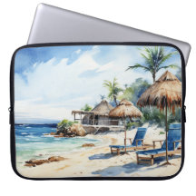 AQUAREL TROPISCH STRAND ZICHT