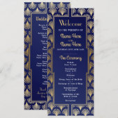 Aquarel Trouwprogramma 1920's Art Deco Goud Programma (Voorkant / Achterkant)