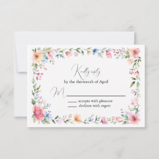 Aquarel Tuin Antwoordkaart RSVP Kaartje