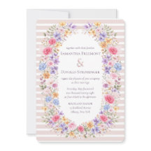 Aquarel Tuin Bloem Frame Gestreepte Uitnodiging