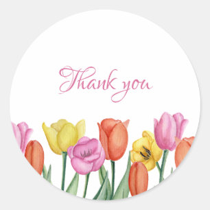 Aquarel Tulp Bedankt  Ronde Sticker