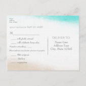 Aquarel Turquoise & Tan Elegante Strand Bruiloft R Uitnodiging Briefkaart (Achterkant)