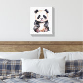 Aquarel van een moppige babypanda canvas afdruk (Insitu (Slaapkamer))