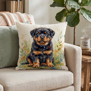 Aquarel van een Mopshond Rottweiler Kussen