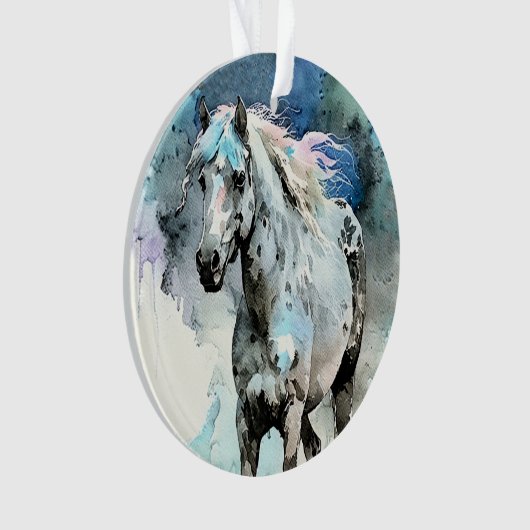 Aquarel van een speelse Appaloosa Merrie Ornament (voorkant)