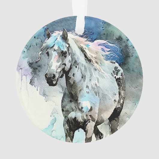 Aquarel van een speelse Appaloosa Merrie Ornament (achterkant)
