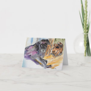 aquarel van Montana pup + zoete vers Kaart