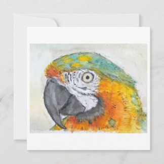 Aquarel van papegaai op vlakke kaart