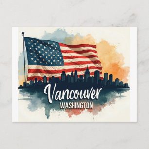 Aquarel Vancouver Washington State skyline Briefkaart