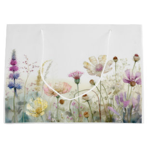 Aquarel veld van wilde bloemen groot cadeauzakje