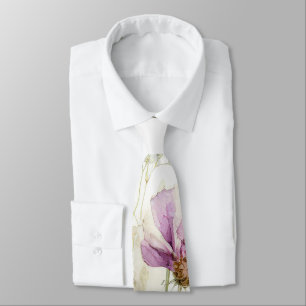 Aquarel veld van wilde bloemen stropdas