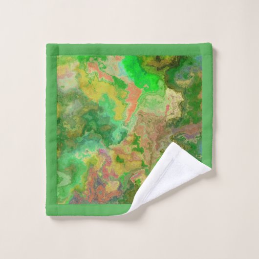 Aquarel verf spatten groen geel turquoise bad handdoek (Wasdoekje)