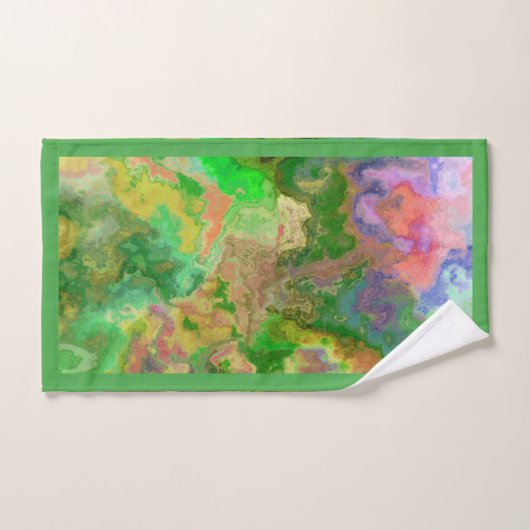 Aquarel verf spatten groen geel turquoise bad handdoek (Handdoek)