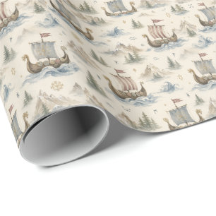Aquarel Vikingschip Cadeaupapier