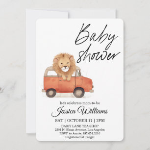Aquarel Vintage Auto Baby Shower Uitnodiging