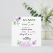Aquarel Violet Bloemig Bewaar de Datum – Elegant Save The Date (Staand voorkant)