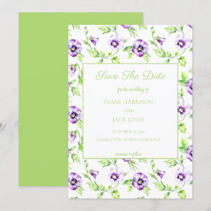 Aquarel Viooltje Save the Date Trouwen Kaart