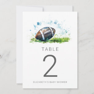 Aquarel Voetbal Baby Shower Tafel Nummers Kaart
