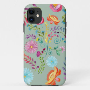 Aquarel Volk Bloemen - Aanpasbaar iPhone 11 Hoesje