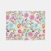 Aquarel Volk Bloemen - Aanpasbaar Fleece Deken (Voorkant (Horizontaal))