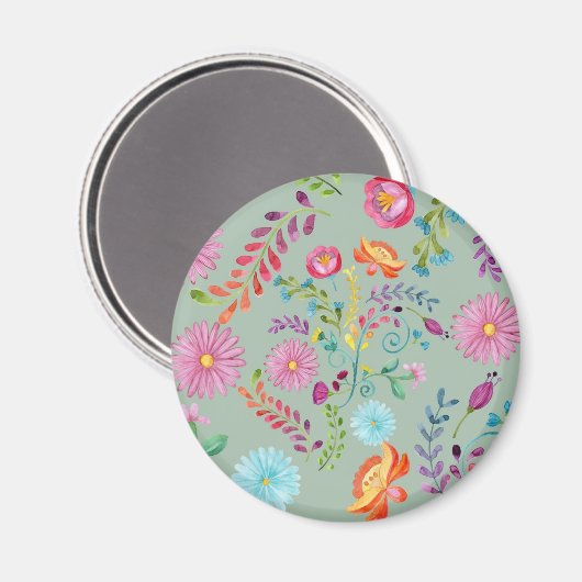 Aquarel Volk Bloemen - Aanpasbaar Magneet (Voorkant / Achterkant)