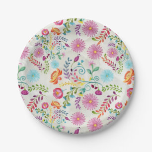 Aquarel Volk Bloemen - Aanpasbaar Papieren Bordje