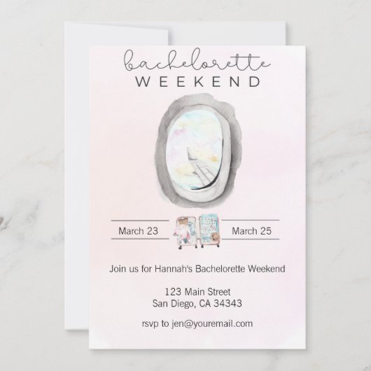 Aquarel vrijgezellenweekend uitnodiging (Voorkant)
