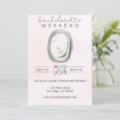 Aquarel vrijgezellenweekend uitnodiging (Staand voorkant)