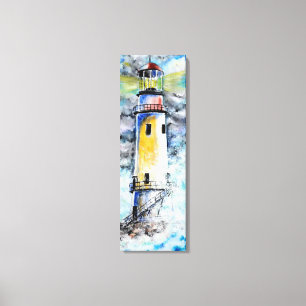 Aquarel - Vuurtoren Canvas Afdruk