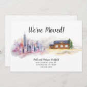 Aquarel We zijn verhuisd van Stad naar Land Verhui Aankondiging (Voorkant / Achterkant)