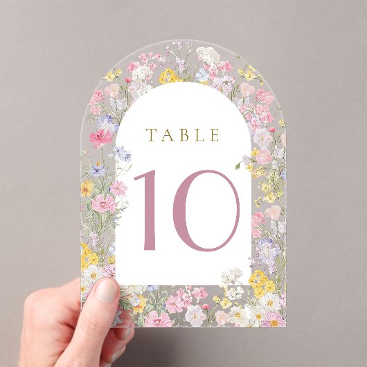 aquarel weide bloemen tafel nummer acryl uitnodigingen (Insitu (Draagbaar))