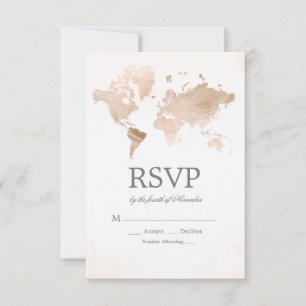 Aquarel Wereldkaart Trouw RSVP Kaartje