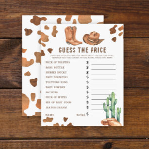Aquarel western baby shower prijs raad spel