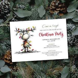 Aquarel whimsical rendier feest uitnodiging