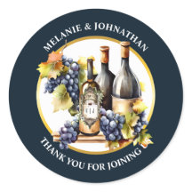 Aquarel wijnflessen druiven monogram landelijk