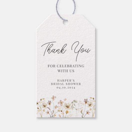 Aquarel Wilde Bloem Bedankt Cadeaulabel (Voorkant)