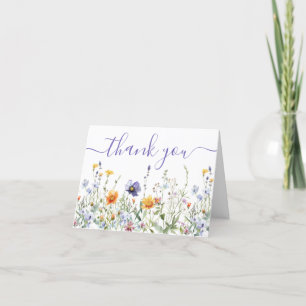 Aquarel Wilde Bloem Bruiloft Bedankkaart