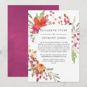 Aquarel Wilde Bloem Bruiloft Beperkte Gastlijst Aankondiging (Voorkant / Achterkant)