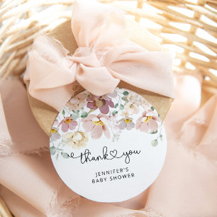 Aquarel wilde bloemen babyshower bedankt bedankjes labels