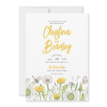 Aquarel Wilde Bloementuin Geel Grijze Bruiloft