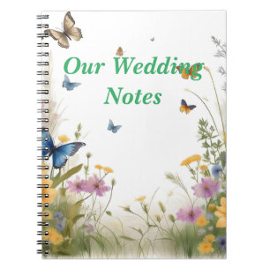 Aquarel Wildflower Vlinder, Huwelijksplanner Notitieboek