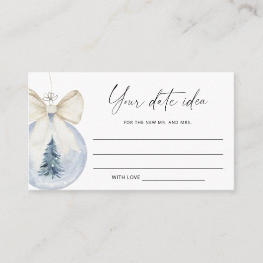 Aquarel winter Date night ideeën \ Date jar Informatiekaartje (Voorkant)