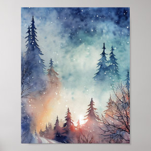 Aquarel Winter Kunst Muur Poster